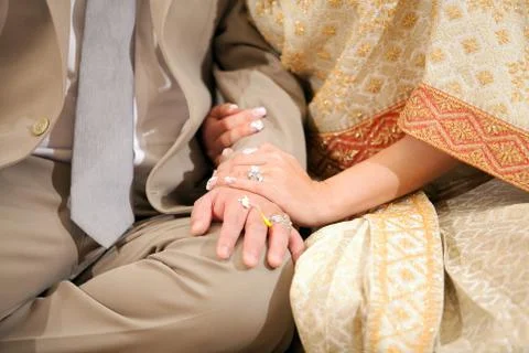 Weding hand with ring Stock Photos