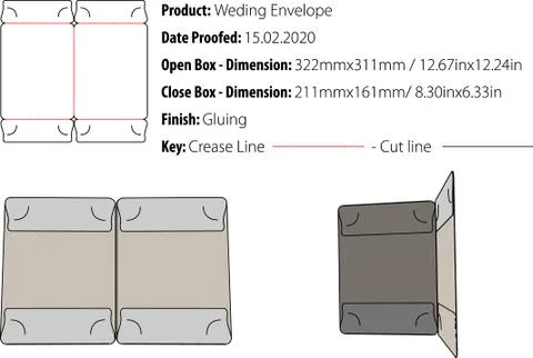 Weding Picture Envelope Packaging template die cut vector-eps Illustrazione stock