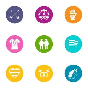Wedlock icons set, flat style Stock Illustration