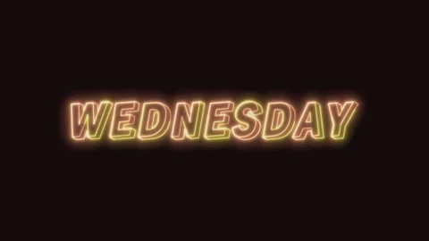 Wednesday Neon Text Seamless Loop with Black Background 4K Video stock 311433545