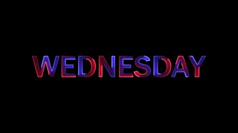 Wednesday text with glowing red and blue light effects moving over letters .. Stock Footage 333878216