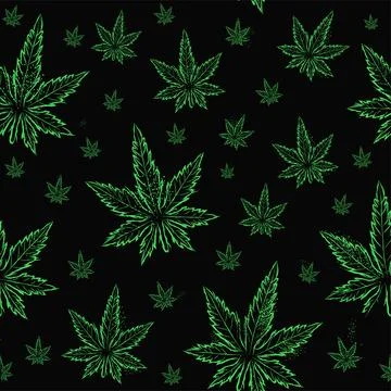 Weed leaf seamless pattern background.Vector hand drawn cartoon illustration 스톡 일러스트
