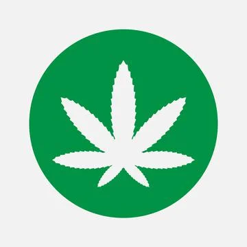 Weed leaf vector icon in the circle Stock Illustration