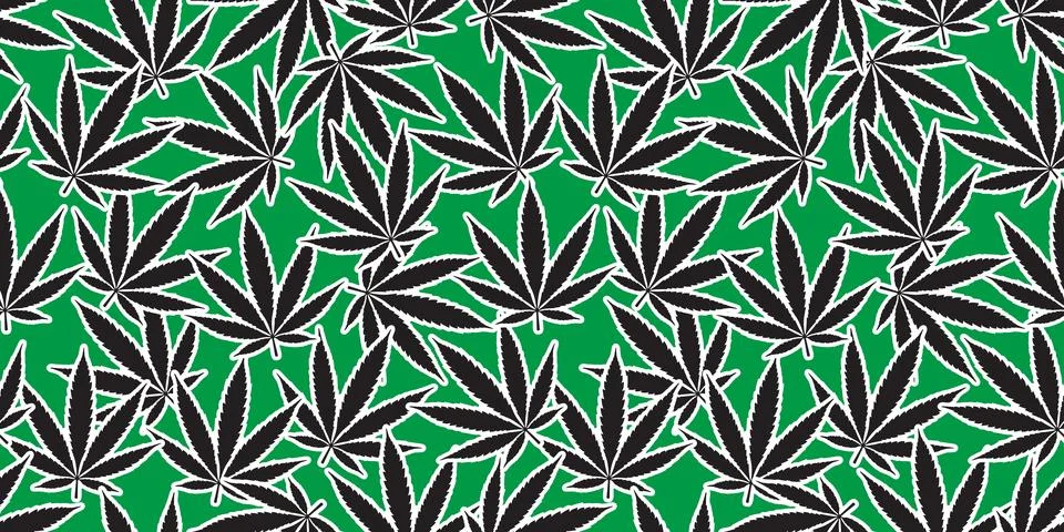 Weed Marijuana seamless pattern vector cannabis leaf isolated green Stock Illustration