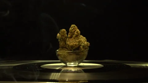 Weed rotating, dried high quality cannabis marijuana flower bud, 360 degree Stock-Footage 135011176