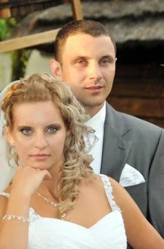 Weeding couple portrait Stock Photos