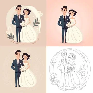 Weeding Couple Vector Illustration 스톡 일러스트