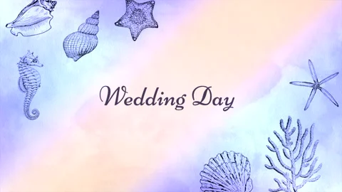 Weeding Day with marine animals on sandy Video stock 168104404