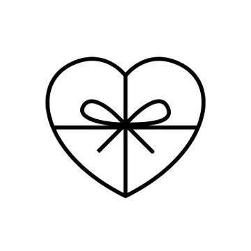 Weeding or valentine gift icon. love gift box with ribbon illustration. simpl Stock Illustration