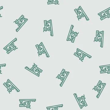 Weeding robot harvests line vector seamless pattern Stock Illustration