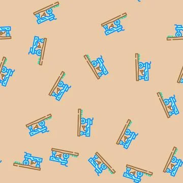 Weeding robot harvests vector seamless pattern Stock Illustration