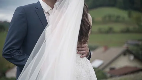 Weeding veil fluttering in the wind Stock Footage 239735316