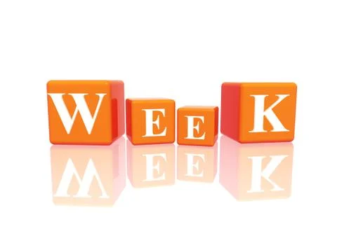 Week in 3d cubes Stock Illustration