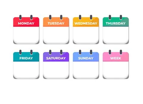 Week calendar schedule template design Illustrazione stock