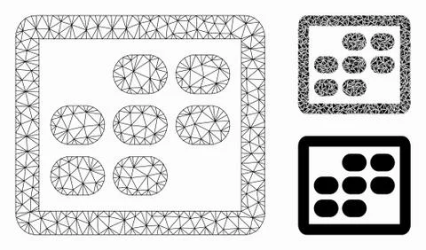 Week Calendar Vector Mesh Wire Frame Model and Triangle Mosaic Icon Illustrazione stock