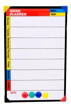 Week planner on white background Stock Photos