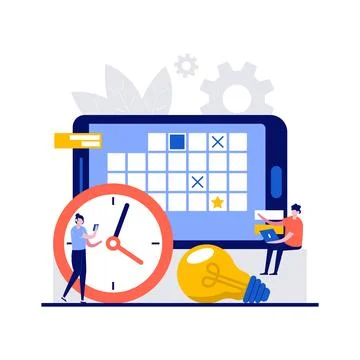 Week schedule, daily play, work organizer concepts with character. People s.. Stock Illustration