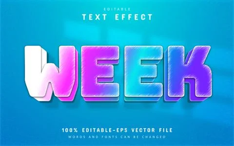 Week text, colorful gradient text effect Stock Illustration