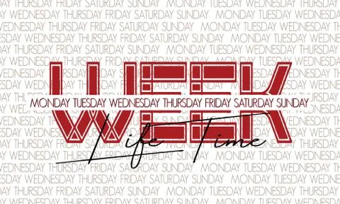 Week text life time pattern Stock Illustration