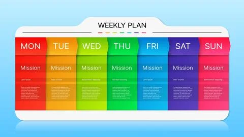 Week timeline planner schedule, calendar timetable Stock Illustration
