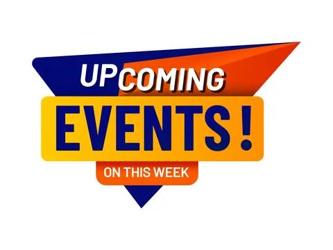 This week upcoming events label, save date badge Stock Illustration