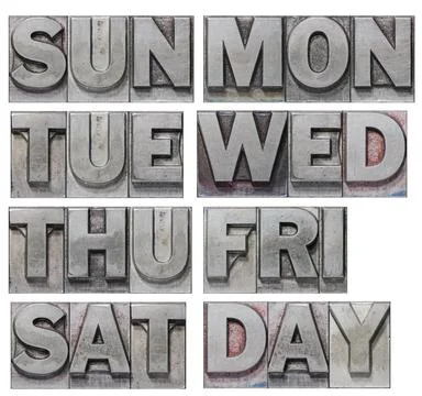 Weekdays set metallic Stock Photos
