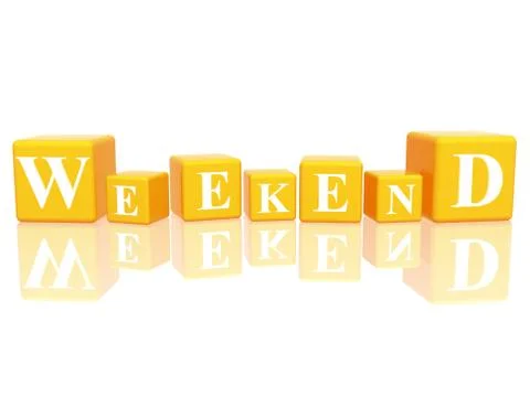 Weekend in 3d cubes Stock Illustration