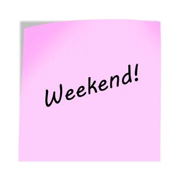 Weekend 3d illustration post note reminder with clipping path 스톡 일러스트