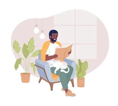 Weekend activity for introvert 2D vector isolated illustration Stock Illustration
