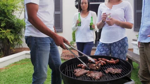 Weekend barbeque party Stock Footage 58281907