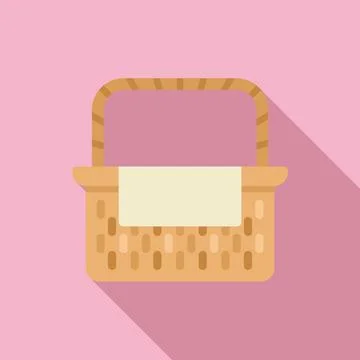 Weekend basket icon flat vector. Wicker picnic Illustration