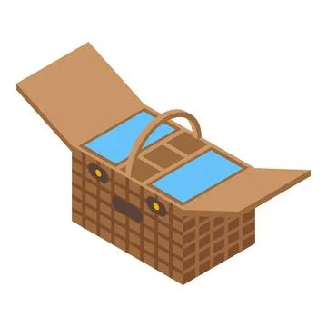 Weekend basket icon isometric vector. Picnic food bag Stock Illustration