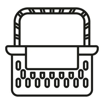 Weekend basket icon outline vector. Wicker picnic Stock Illustration