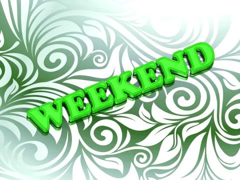 WEEKEND- bright color letters on nice green ornament background Stock Illustration