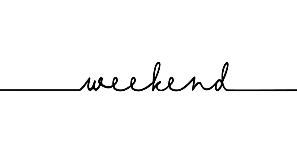 Weekend - continuous one black line with word. Minimalistic drawing of phrase Stock Illustration