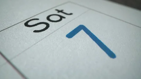 Weekend date Saturday 2022. Macro shot of Stock Footage 171974528