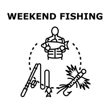 Weekend fishing activity concept catching fish 스톡 일러스트