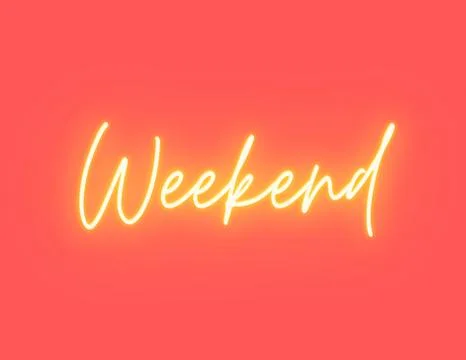Weekend glow banner with background 3D illustration Stock Illustration