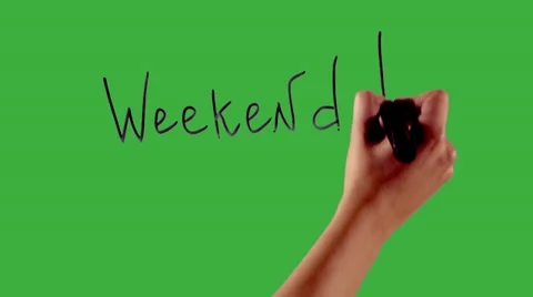 Weekend - Hand writing on green screen Stock Footage 33784288