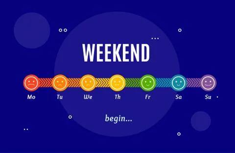 Weekend Horizontal Time Line Layout Concept. Vector Stock Illustration
