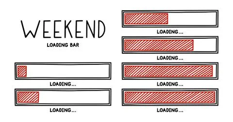 Weekend loading bar. Infographics design element with status of week completion Stock Illustration