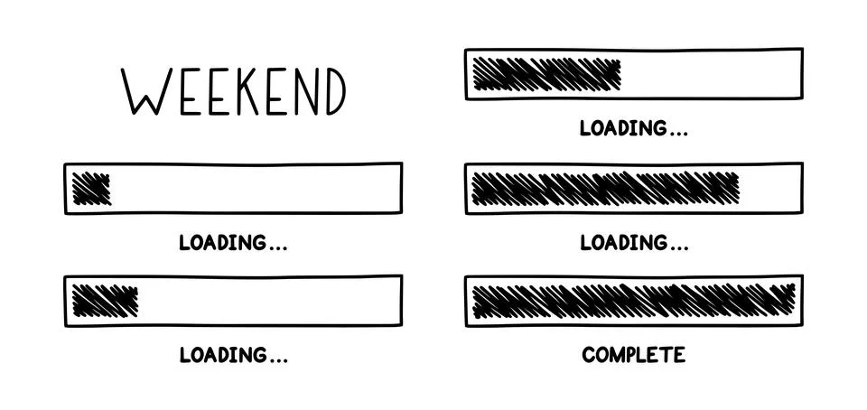 Weekend loading bar. Infographics design element with status of week completion Stock Illustration