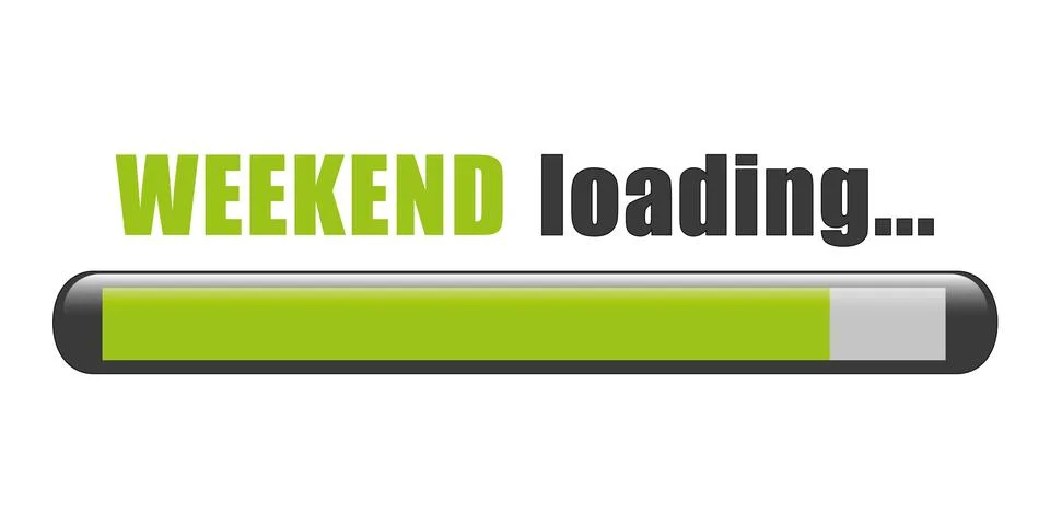 Weekend loading green bar on white background Stock Illustration