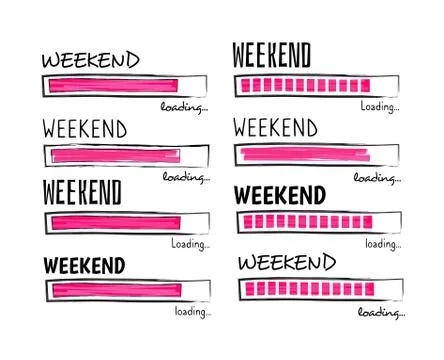 Weekend loading. Happy friday meme quote business funny vector design Stock Illustration