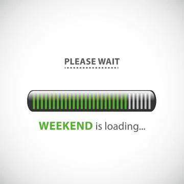 Weekend loading please wait infographic with green bar Stock Illustration