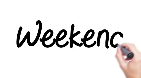 Weekend - Man Hand writing with marker. Business, internet, technology concep Stock Footage