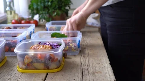 Weekend meal prep for weight loss. Portion Control Stock Footage 124648235