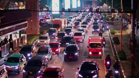 Weekend night traffic jam Stock Footage 330565506