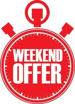 Weekend offer red stopwatch, vector illustration Stock Illustration