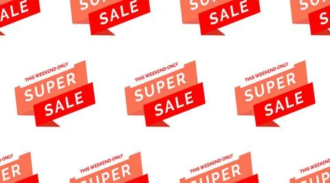 This weekend only super sale vector seamless pattern. Modern vector illustrat Stock Illustration